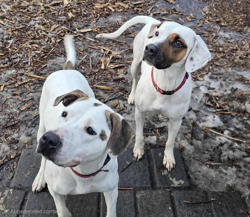 An adult medium-sized female White / Cream Hound dog named Dot And Harlequin for adoption in Ringwood, NJ
