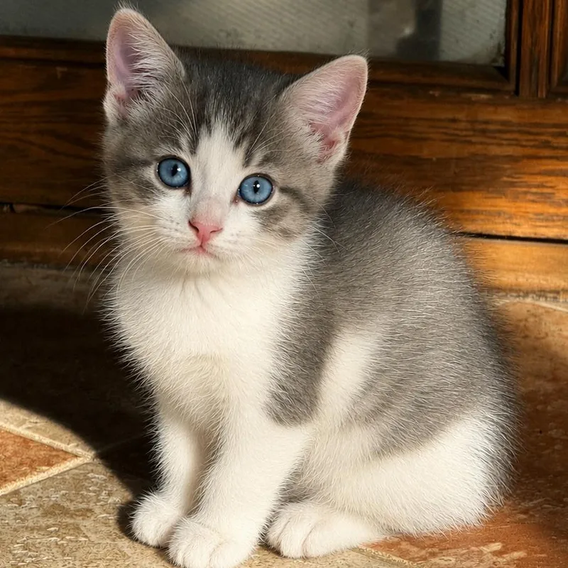A baby small-sized female Gray / Blue / Silver Domestic Short Hair cat named Aurora for adoption in Rochester, MN