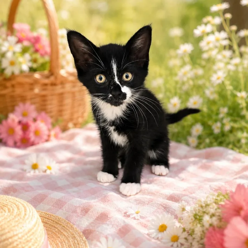 A baby small-sized male Black Domestic Short Hair cat named Stymie for adoption in Walnut Cove, NC