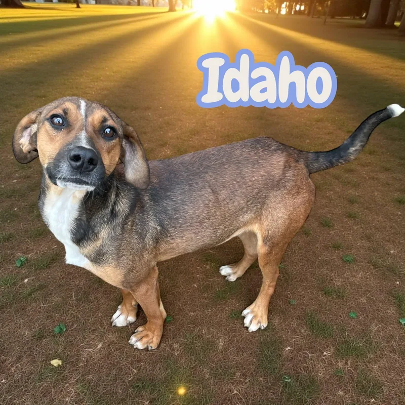 A young medium-sized male Brown / Chocolate Mixed Breed dog named Idaho for adoption in Chuckey, TN