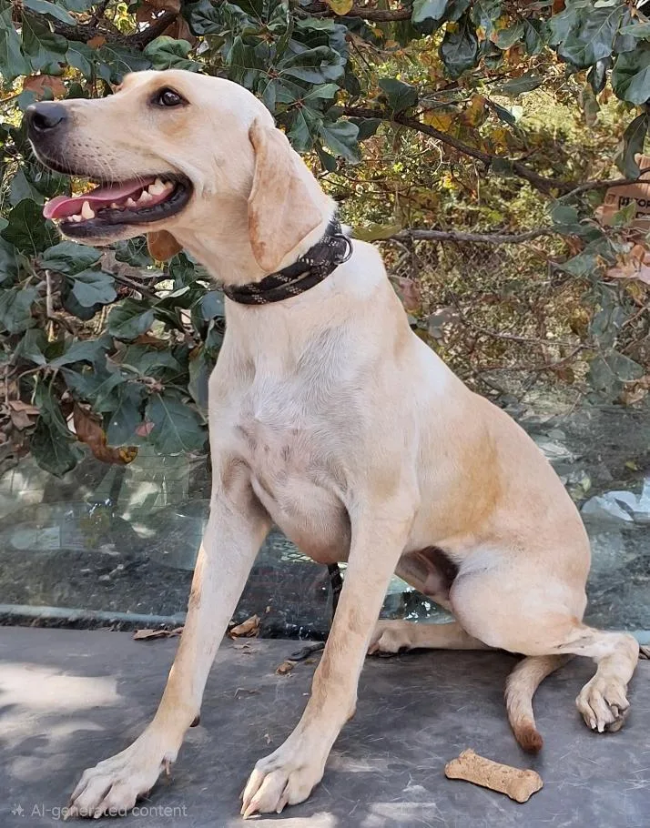 A young medium-sized female Yellow Labrador Retriever dog named Sunday for adoption in Mena, AR