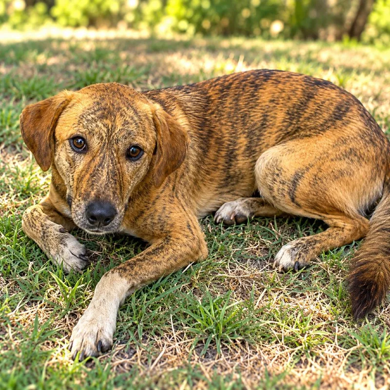 A young medium-sized female Coonhound dog named Ruby for adoption in Bastrop, TX