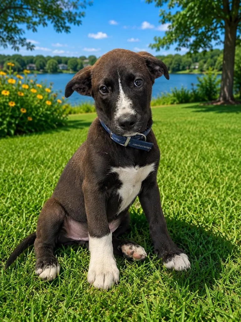 A baby medium-sized male Brindle Husky dog named Tito for adoption in Maysville, KY