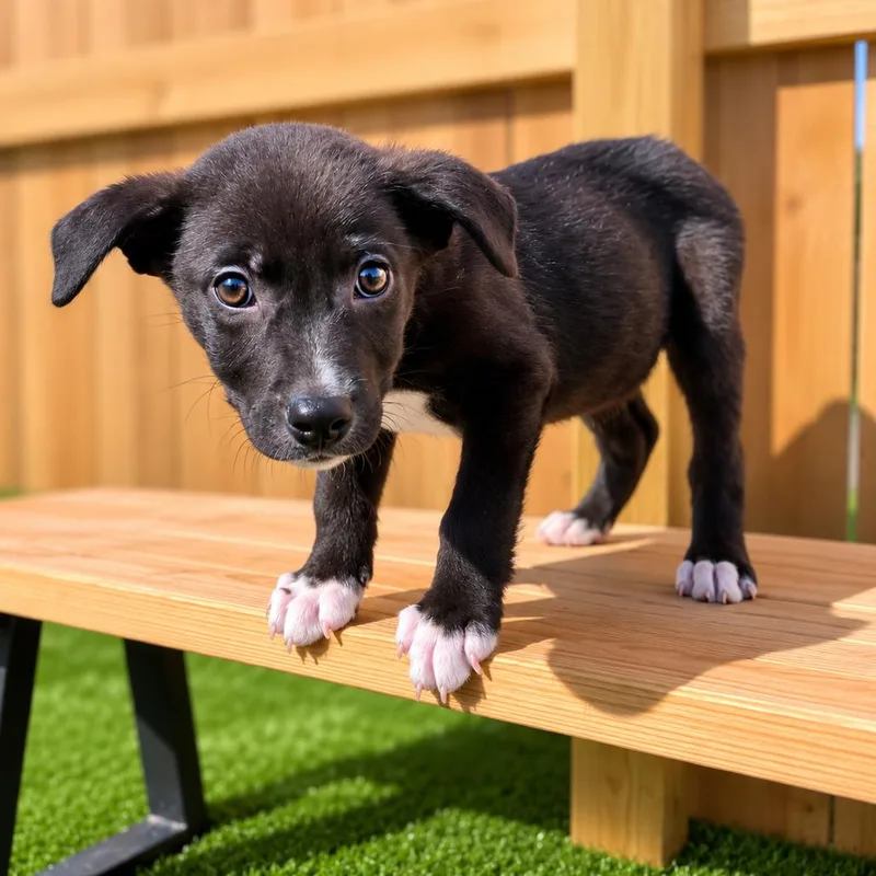 A baby medium-sized male Black Mountain Cur dog named Kayce for adoption in La Grange, KY