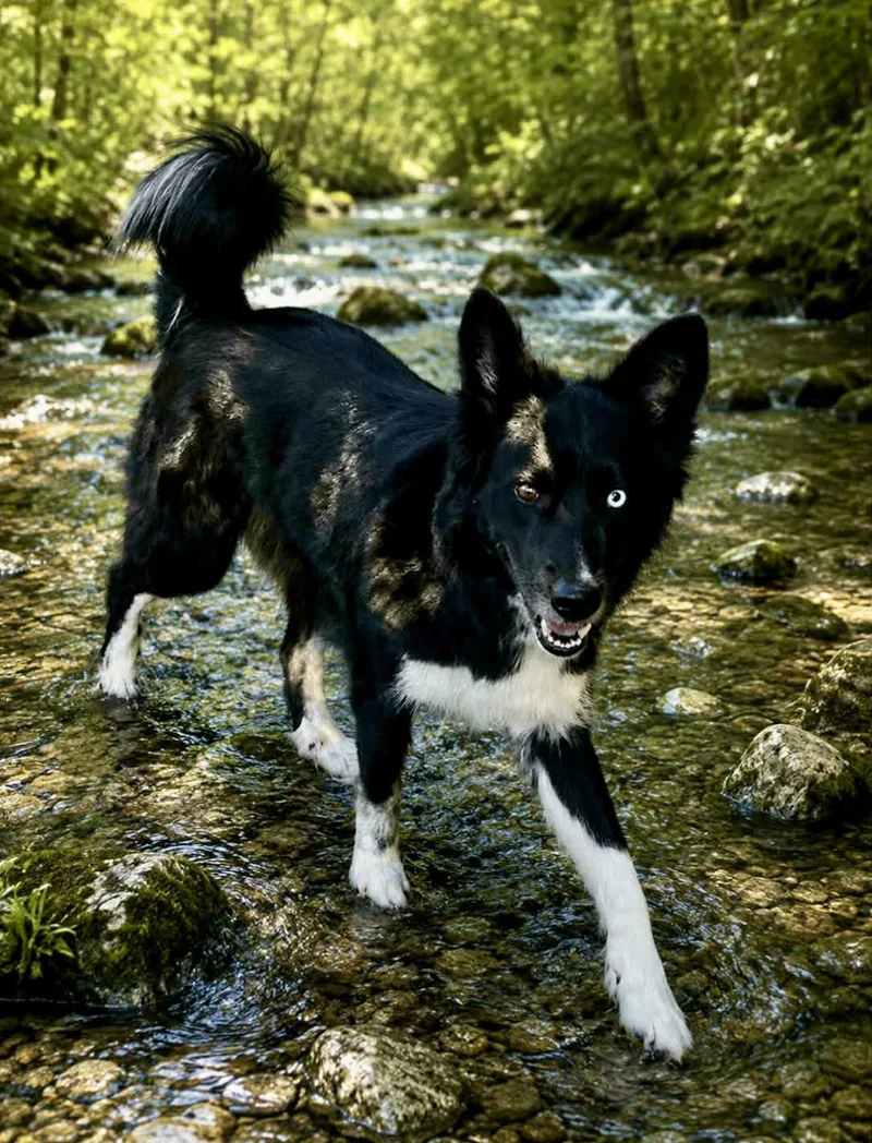 An adult medium-sized female Black Mixed Breed dog named Beta for adoption in Lacon, IL