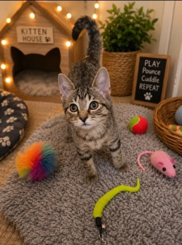 A young medium-sized male Tabby (Brown / Chocolate) Domestic Short Hair cat named Ryder for adoption in North Babylon, NY