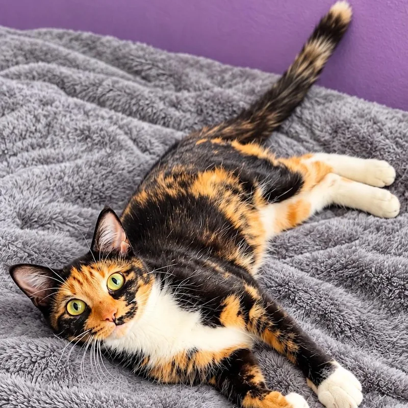 An adult medium-sized female Calico cat named Trixie for adoption in Pottsboro, TX