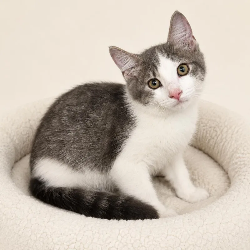 A baby small-sized male Gray / Blue / Silver Domestic Short Hair cat named Peter for adoption in Redwood Falls, MN