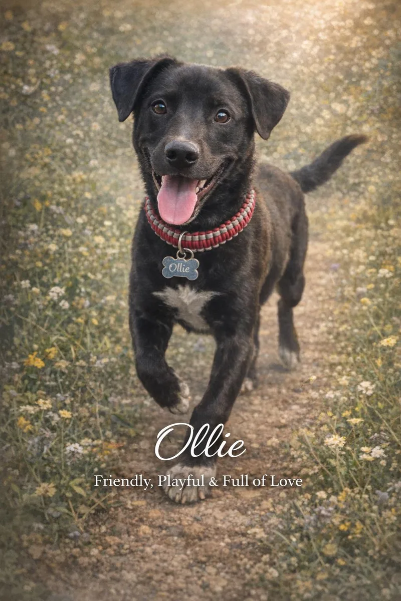 A young medium-sized male Black Labrador Retriever dog named Ollie Bennett for adoption in Farmington, MO