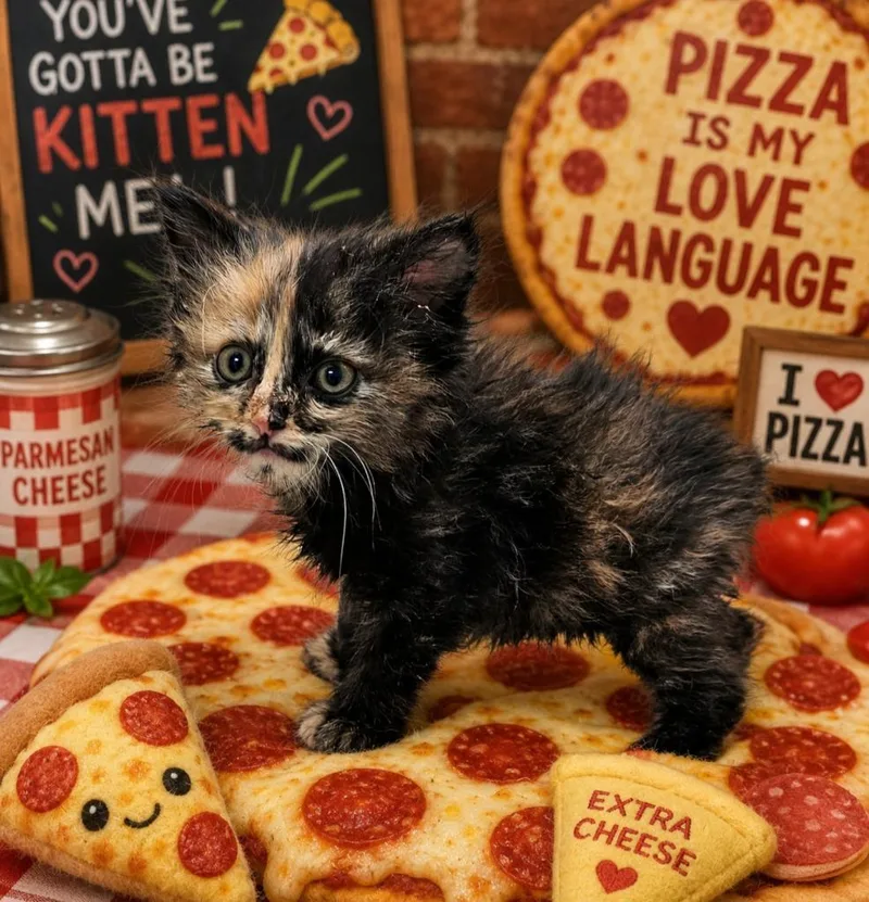 A baby small-sized female Domestic Medium Hair cat named Extra Cheese for adoption in Washington Court House, OH