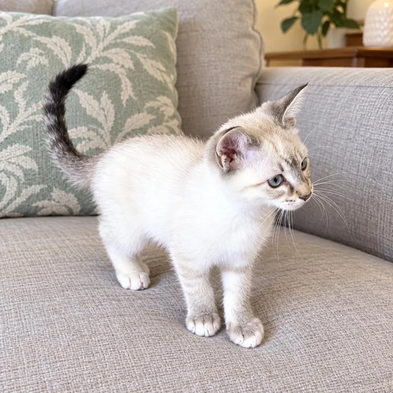 A baby medium-sized female Buff / Tan / Fawn Siamese cat named Peanut for adoption in Long Beach, WA