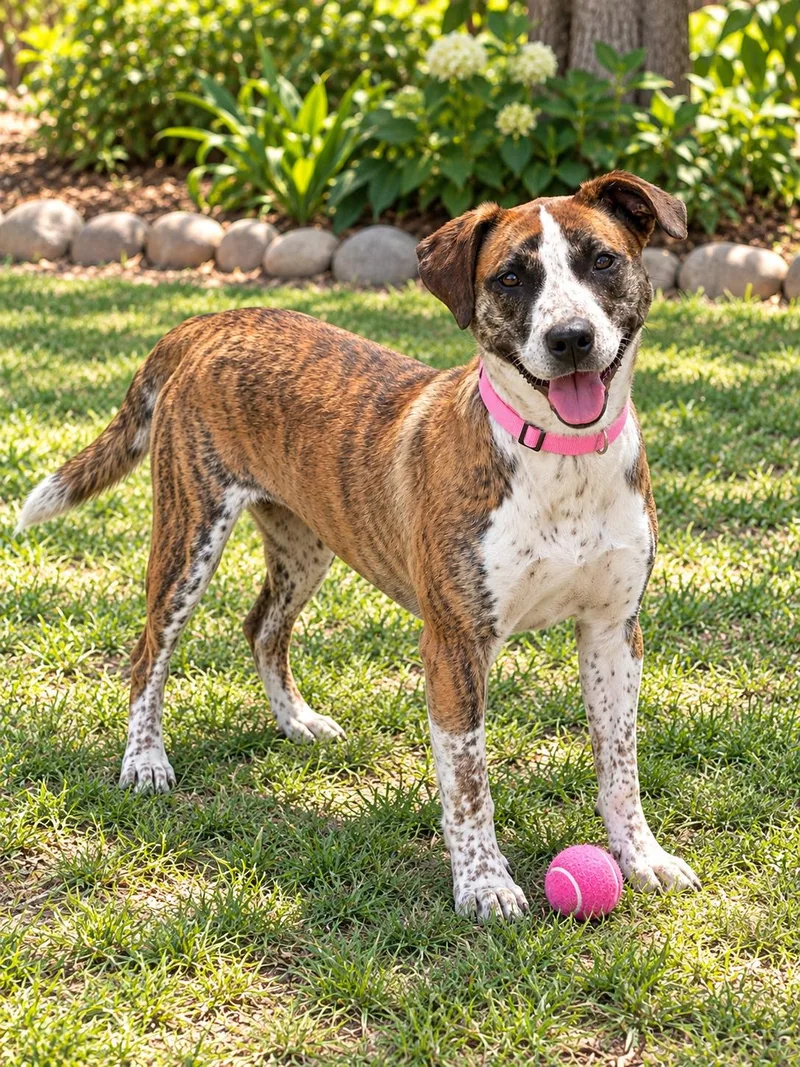 A young medium-sized female Boxer dog named Lilo for adoption in Brenham, TX