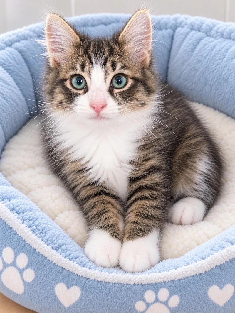 A baby small-sized male Gray & White Domestic Medium Hair cat named Buffy for adoption in Woodland Hills, CA