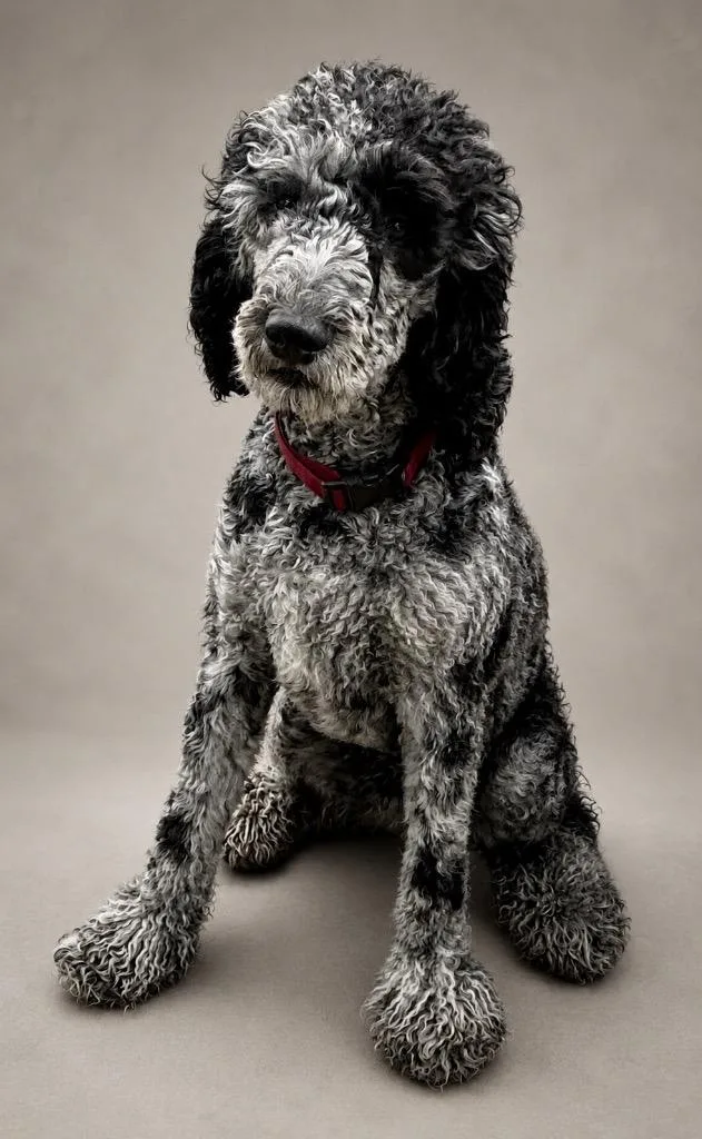 A young large-sized male Poodle dog named Arlo for adoption in Crossville, TN