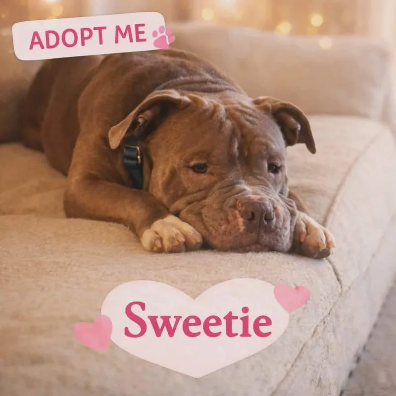 An adult large-sized female Pit Bull Terrier dog named Sweetie for adoption in Arlee, MT