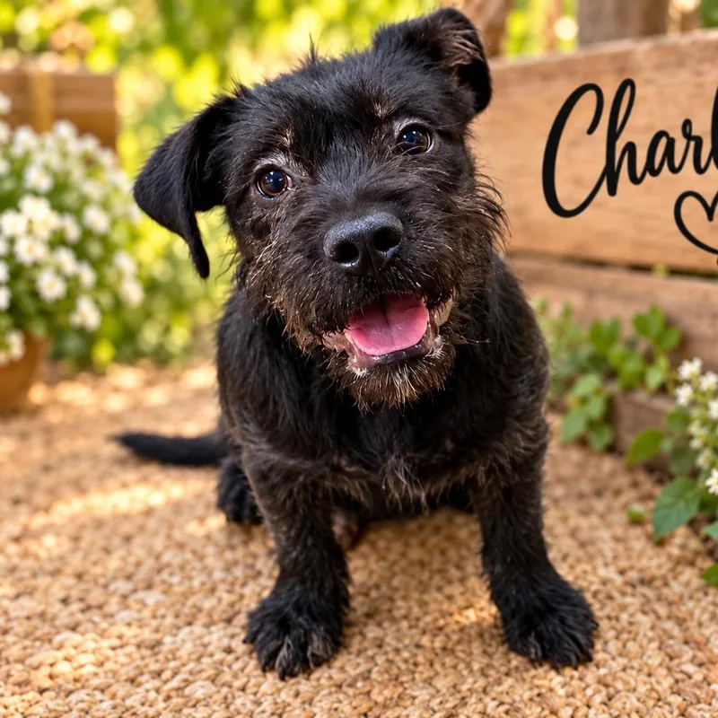 A baby small-sized female Black Miniature Schnauzer dog named Ms. Shadow Charlotte for adoption in Ridgefield, WA