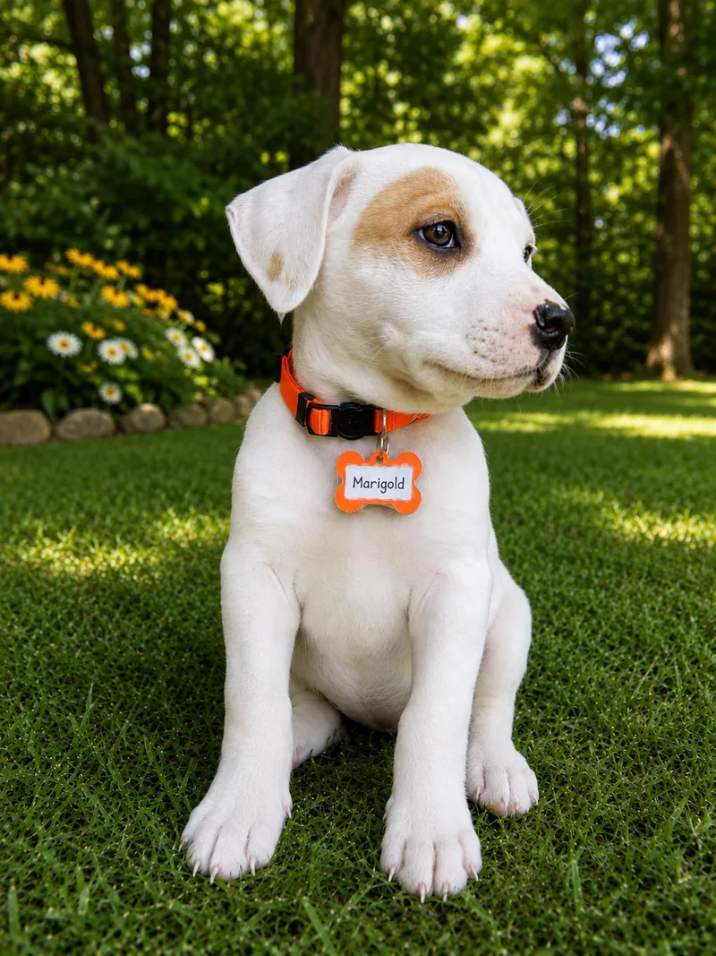A baby large-sized female Pit Bull Terrier dog named Marigold for adoption in Shelbyville, KY