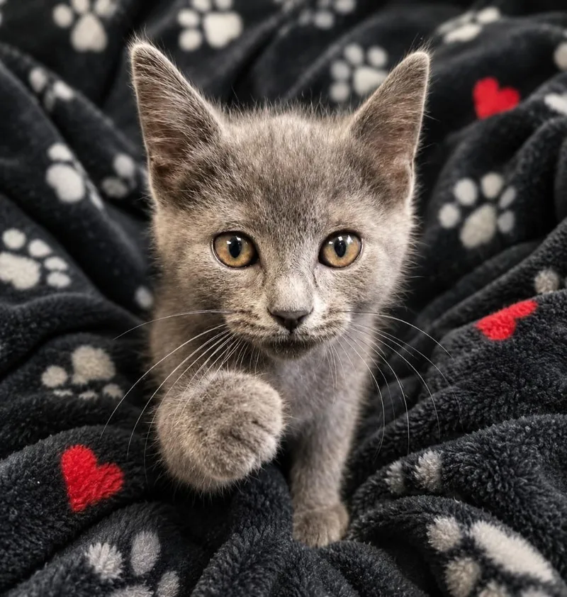 A baby medium-sized male Domestic Short Hair cat named Smokey for adoption in Warren, MI