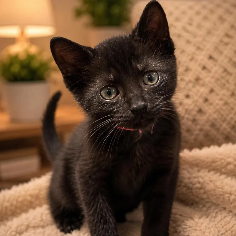 A baby small-sized female Black Domestic Short Hair cat named Jade for adoption in Tustin, CA