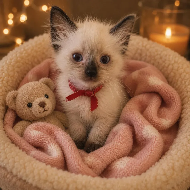 A baby small-sized male Siamese cat named Mocha and Latte for adoption in Los Angeles, CA