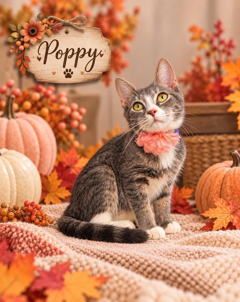 A baby medium-sized female Domestic Short Hair cat named Poppy for adoption in Tavares, FL