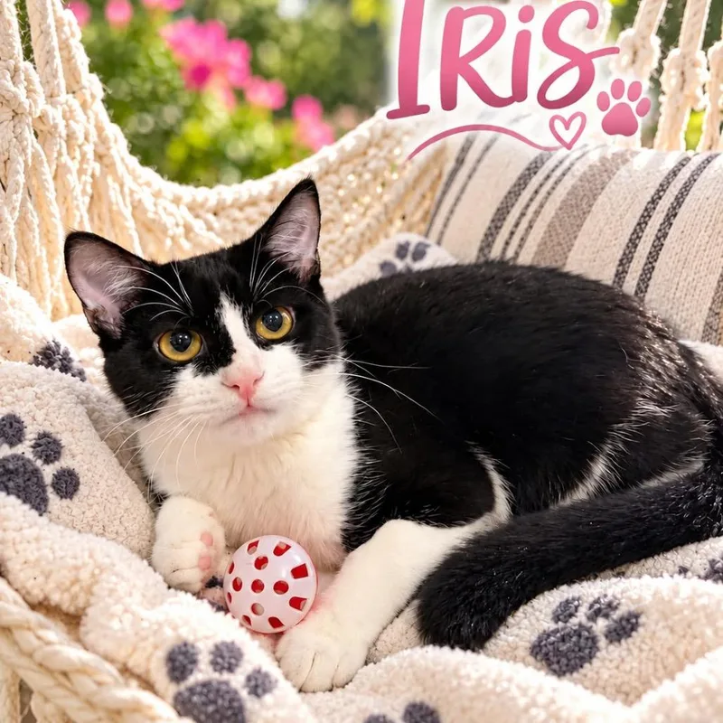 A young medium-sized female White Domestic Short Hair cat named Iris for adoption in Boston, MA