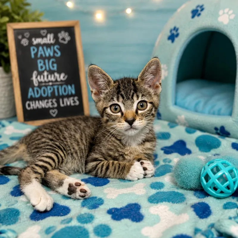 A baby small-sized male Brown / Chocolate Domestic Short Hair cat named Fisher for adoption in Fresno, CA