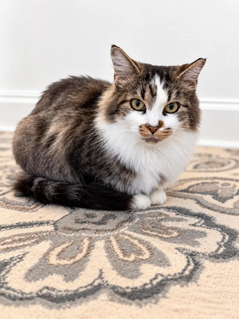 A young medium-sized female Domestic Long Hair cat named Fluffers for adoption in Copley, OH