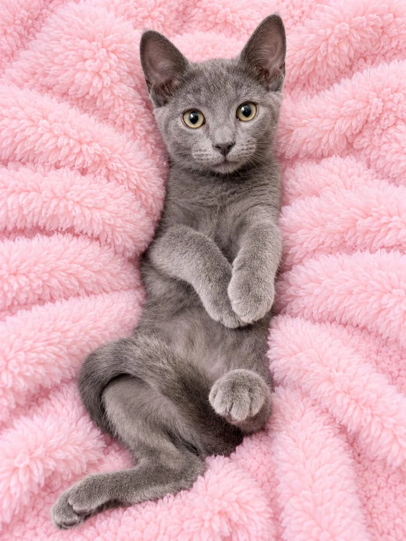 A baby medium-sized male Gray / Blue / Silver Russian Blue cat named Mont Cutie for adoption in Glendora, CA
