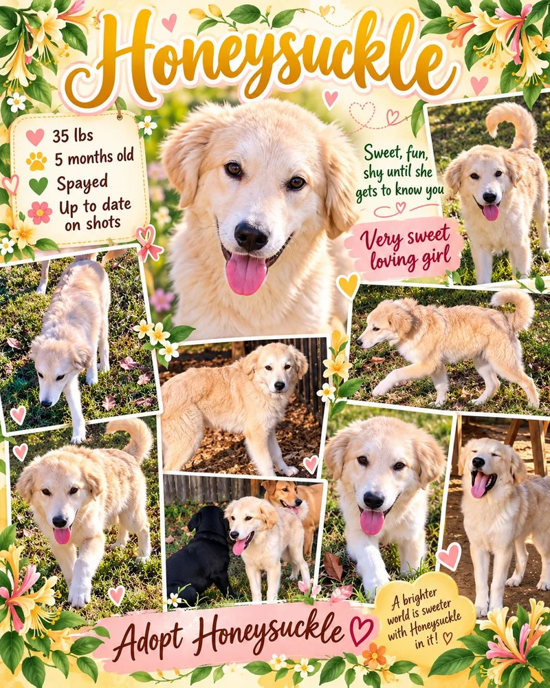 A young medium-sized female Golden Retriever dog named Honeysuckle for adoption in Jackson, TN