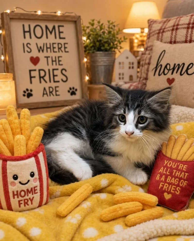 A baby small-sized male Domestic Long Hair cat named Home Fry for adoption in Washington Court House, OH