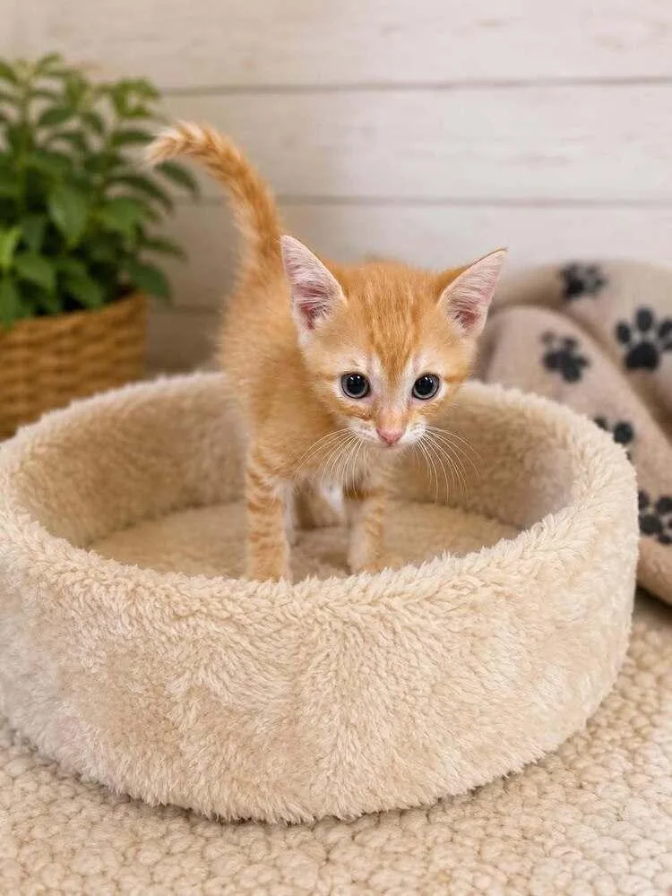 A baby small-sized male Tabby (Orange / Red) Domestic Short Hair cat named Eggroll for adoption in Salisbury, NC