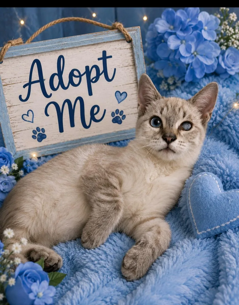 A baby small-sized male Lilac Point Siamese cat named Beau for adoption in Woodland Hills, CA