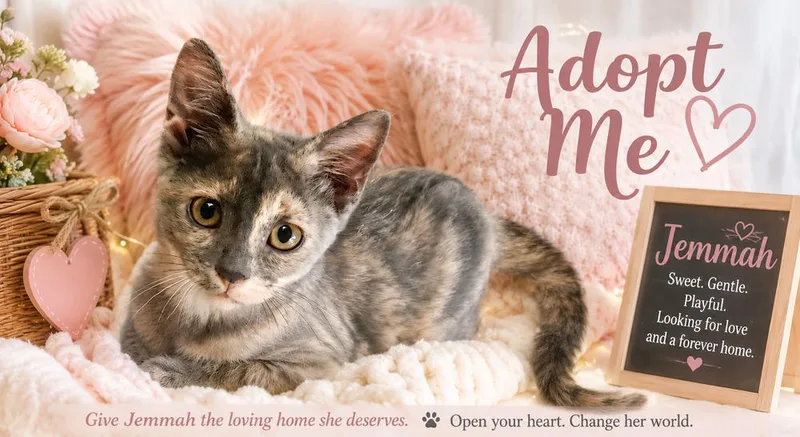 A baby small-sized female Domestic Short Hair cat named Jemmah for adoption in Dallas, TX