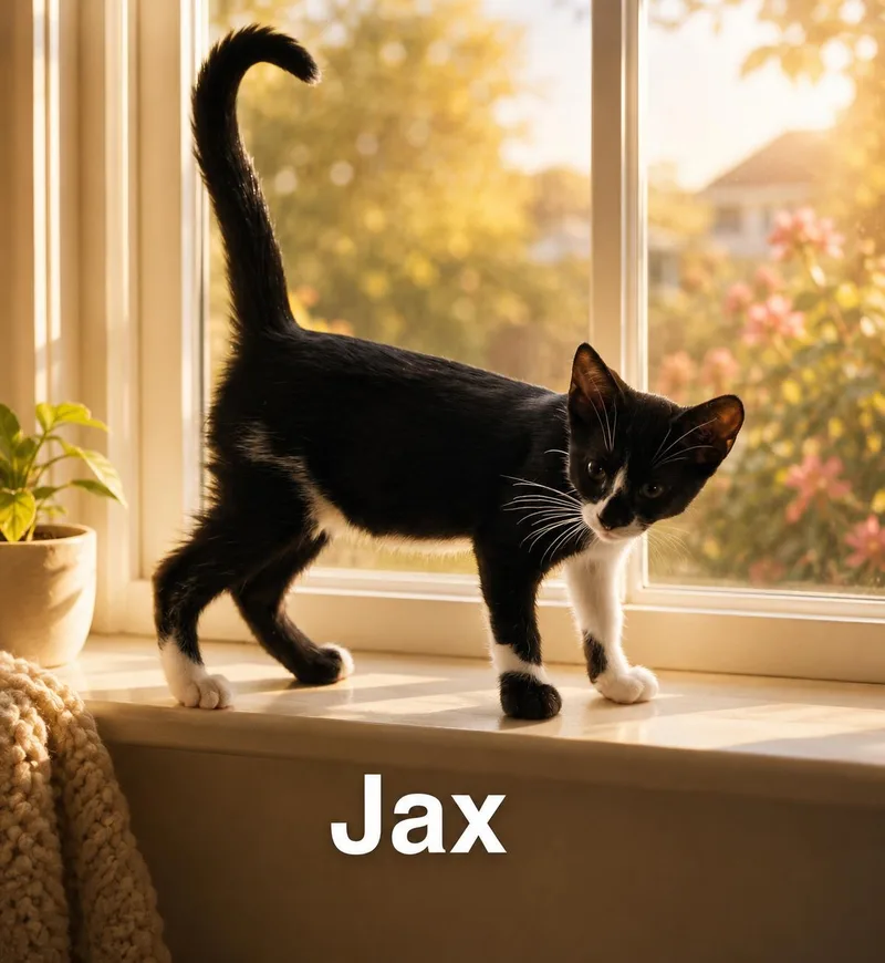 A baby medium-sized male Black & White / Tuxedo Domestic Short Hair cat named Jax for adoption in Wesley Chapel, FL