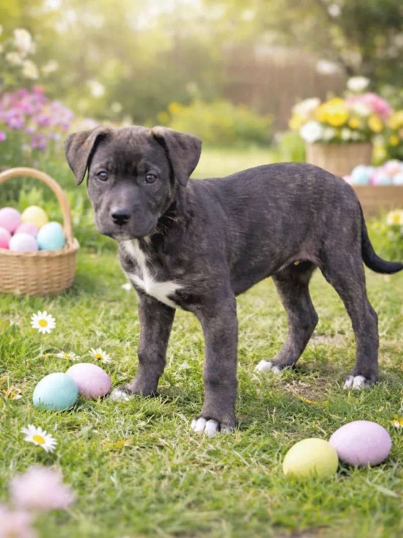 A baby large-sized female American Staffordshire Terrier dog named Sally Brown for adoption in Huntingtown, MD