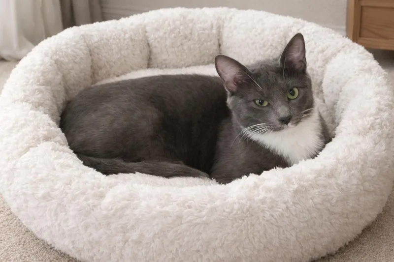 A young medium-sized female Russian Blue cat named Ivy for adoption in Lakeport, CA