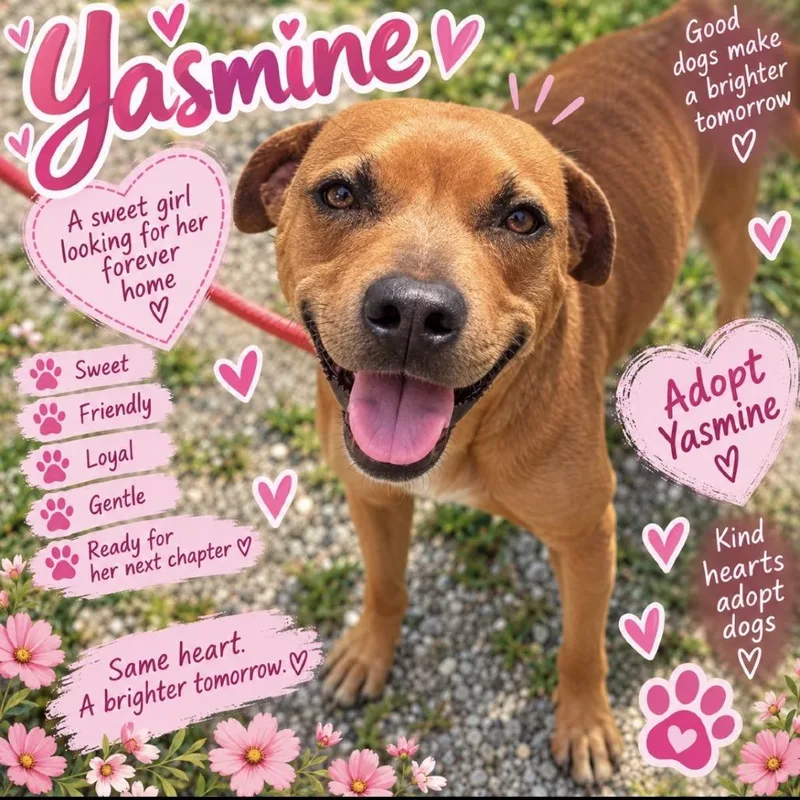 An adult medium-sized female Brown / Chocolate Mixed Breed dog named Yasmine for adoption in LOXAHATCHEE, FL