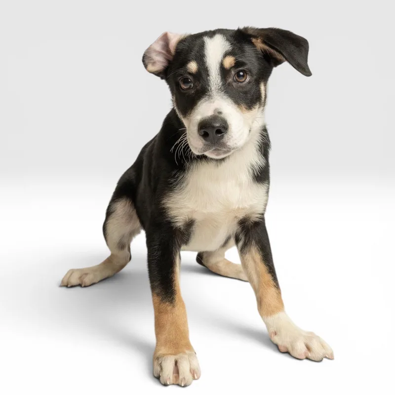 A baby large-sized male Australian Shepherd dog named Westie for adoption in Richardson, TX