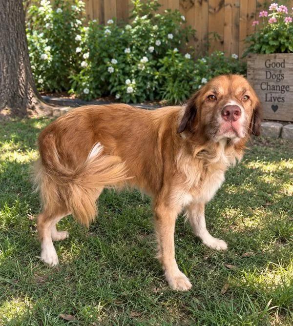An adult large-sized male Golden Retriever dog named Tofu for adoption in Lafayette, LA