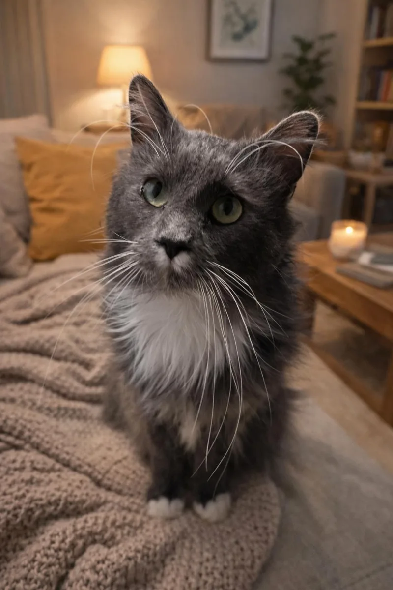 A young medium-sized male Gray & White Domestic Long Hair cat named Haze for adoption in Crystal, MN