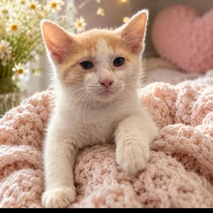 A baby small-sized female White Domestic Short Hair cat named Jerri for adoption in Marshall, TX