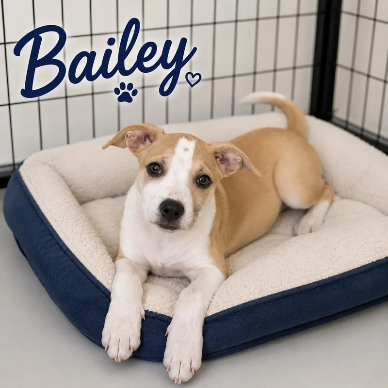 A baby medium-sized female Yellow / Tan / Blond / Fawn Carolina Dog dog named Bailey for adoption in Momence, IL