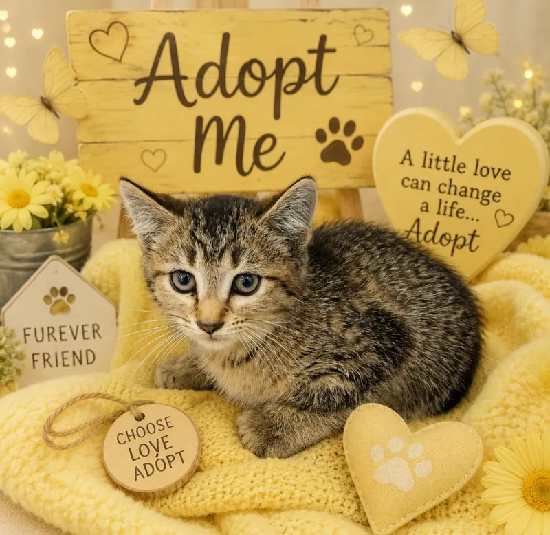 A baby small-sized female Domestic Short Hair cat named Amber for adoption in Washington Court House, OH