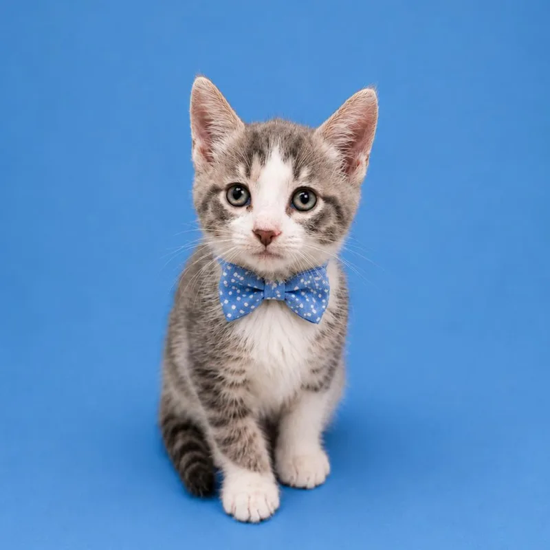 A baby small-sized male Gray / Blue / Silver Domestic Short Hair cat named Radium for adoption in Binghamton, NY