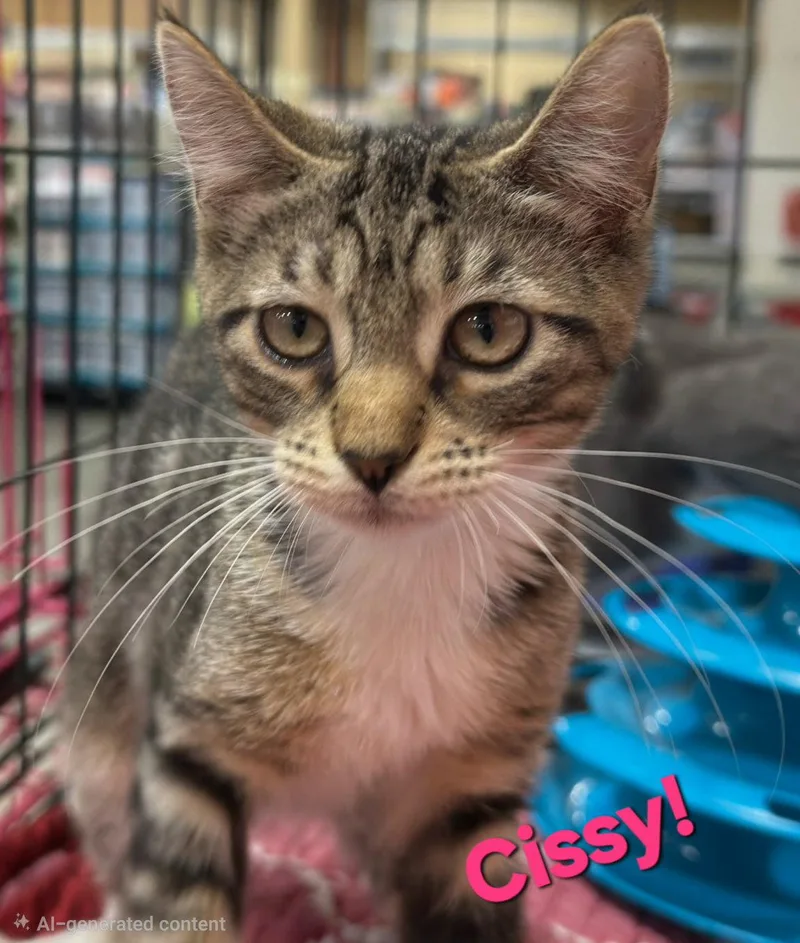 A young medium-sized female Domestic Short Hair cat named Cissy for adoption in Longwood, FL