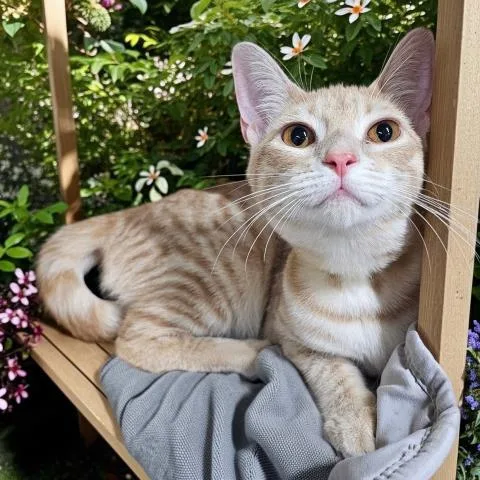 A young small-sized female Domestic Short Hair cat named Sandy for adoption in Clinton Township, MI