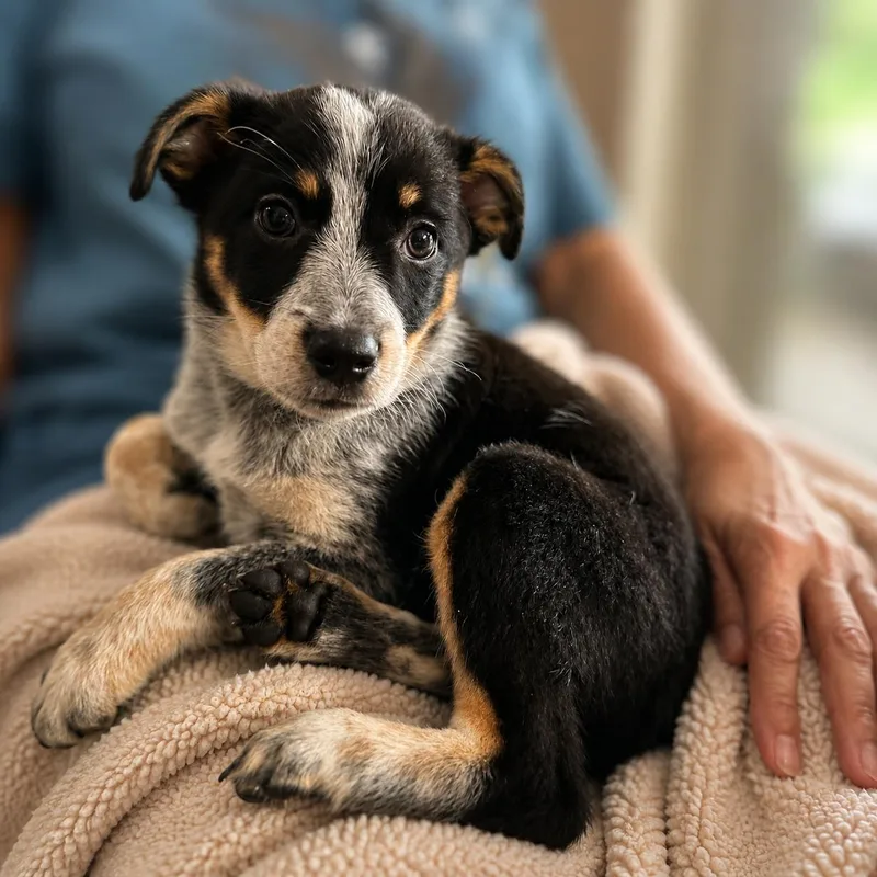 A baby medium-sized female Australian Shepherd dog named Willow for adoption in Hillsborough, NJ