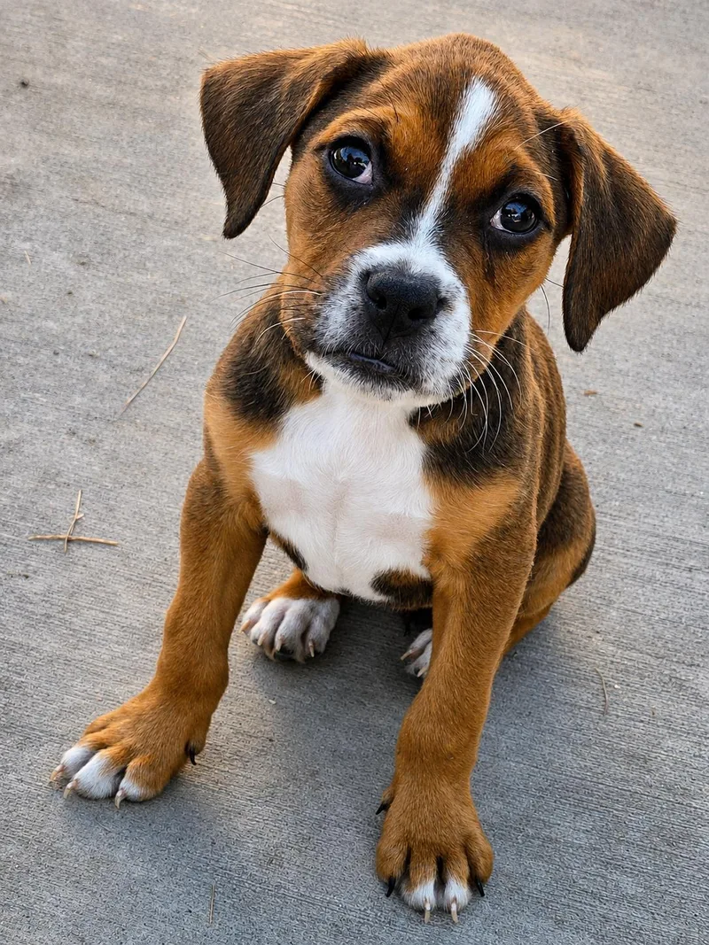 A baby medium-sized female Tricolor (Brown, Black, & White) Mixed Breed dog named Rousey for adoption in Kenosha, WI