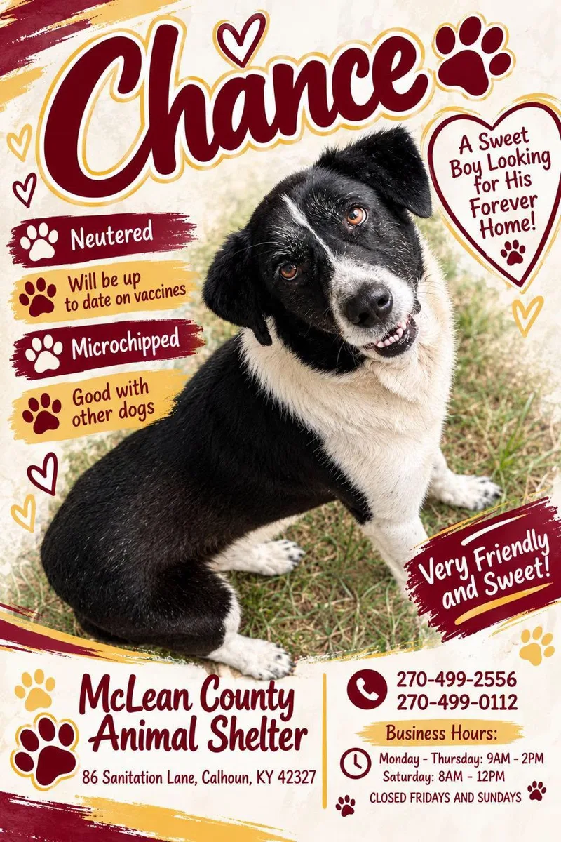 An adult medium-sized male Black Mixed Breed dog named Chance for adoption in Calhoun, KY